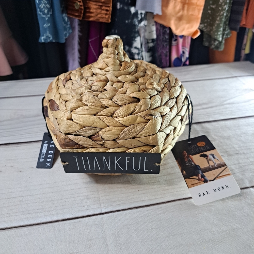 Rae Dunn Thankful Wicker Pumpkin Decor